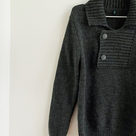 Stile Benetton Forest Green Wool Alpaca Shawl Collar Sweater Pullover Men Sz M - Picture 2 of 9